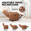 Artiss Swivel Recliner Chair PU Leather Rocking Reclining Sofa with Charging Ports LED Brown
