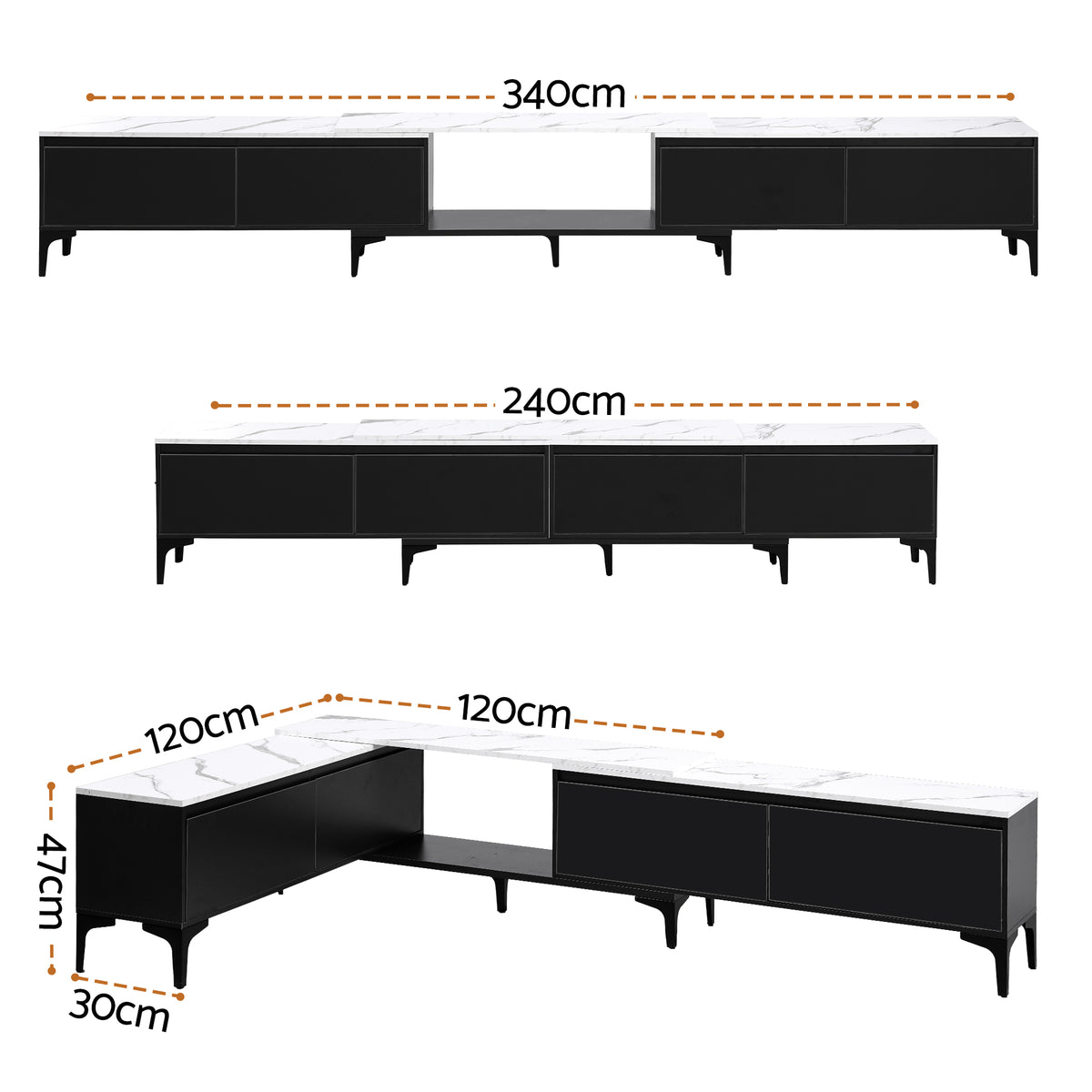 Artiss TV Cabinet Entertainment Unit Stand Extendable Black