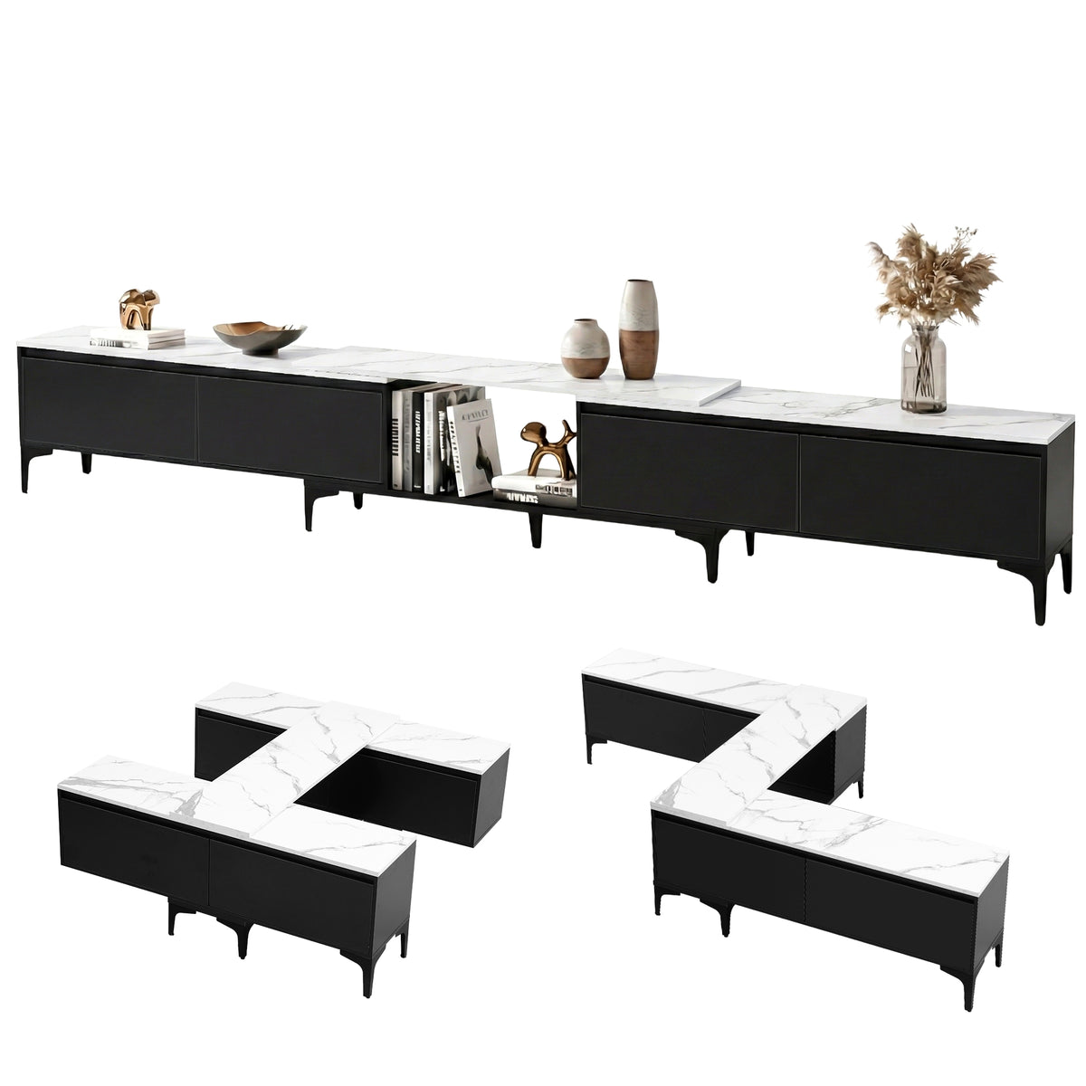 Artiss TV Cabinet Entertainment Unit Stand Extendable Black