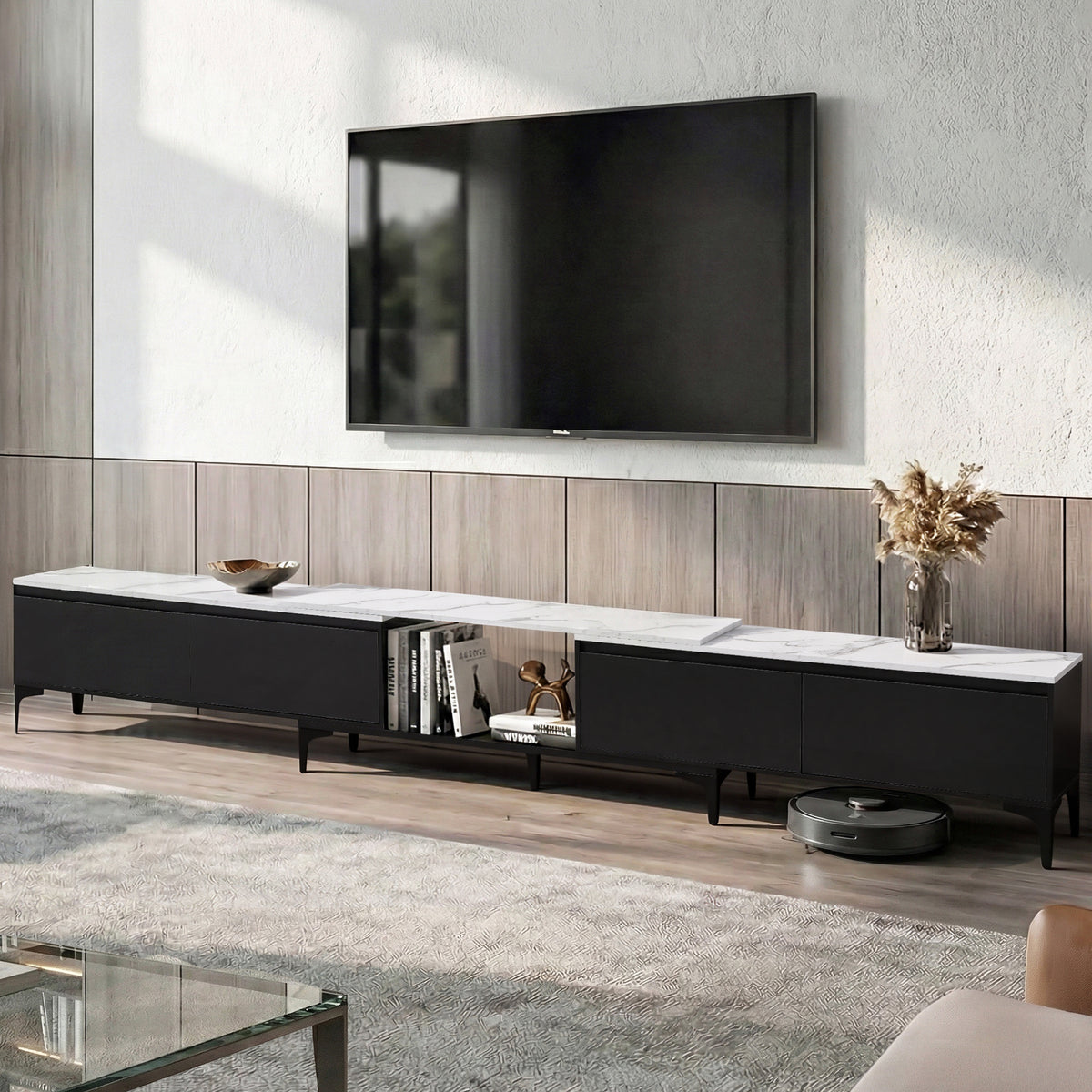 Artiss TV Cabinet Entertainment Unit Stand Extendable Black