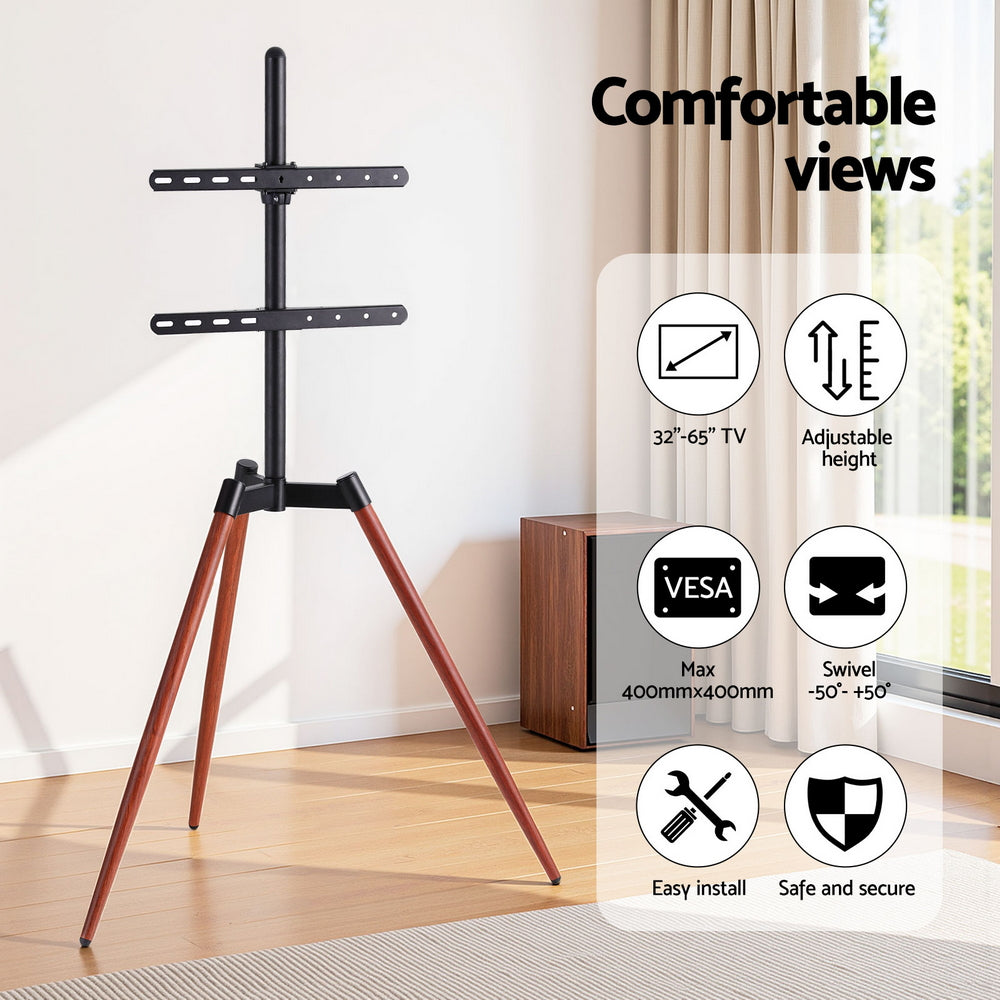 Artiss TV Stand 32-65 inch LED LCD Screen Wooden Tripod Easel Height Adjustable