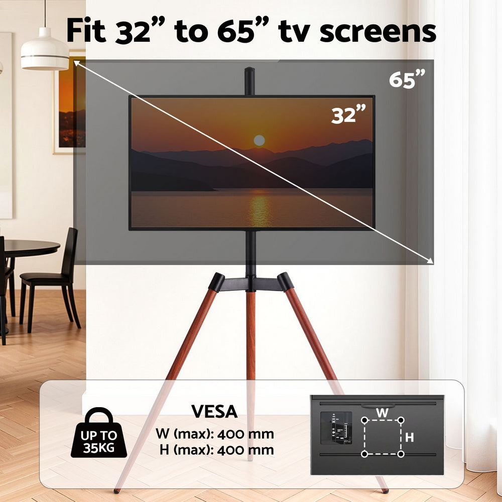 Artiss TV Stand 32-65 inch LED LCD Screen Wooden Tripod Easel Height Adjustable