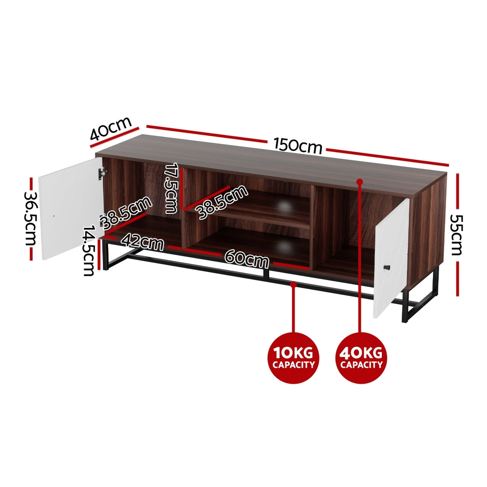 Artiss TV Unit 150cm Storage Shelves Walnut White