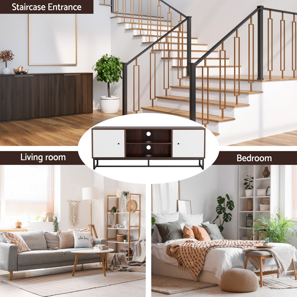 Artiss TV Unit 150cm Storage Shelves Walnut White