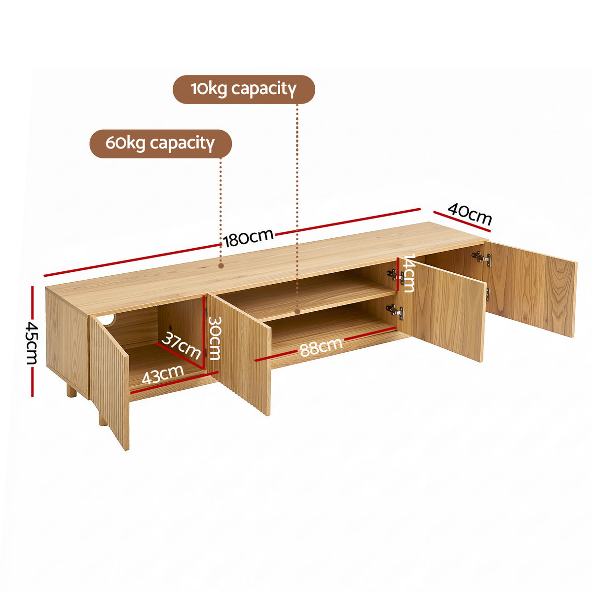 Artiss TV Unit Entertainment Unit Storage Cabinet 180cm Pine