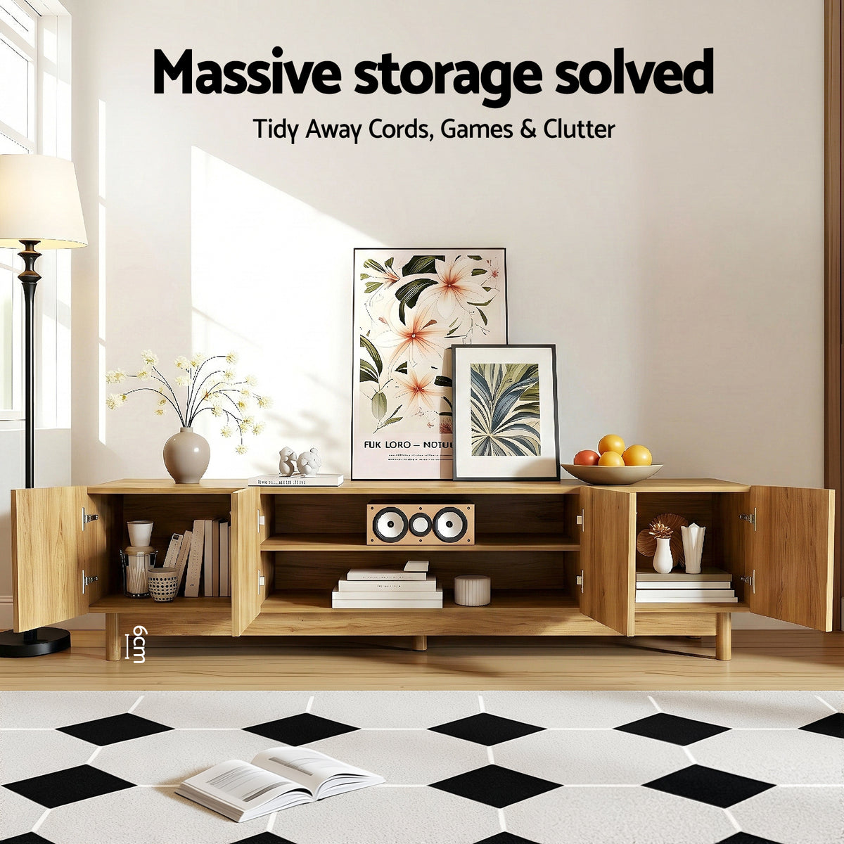 Artiss TV Unit Entertainment Unit Storage Cabinet 180cm Pine