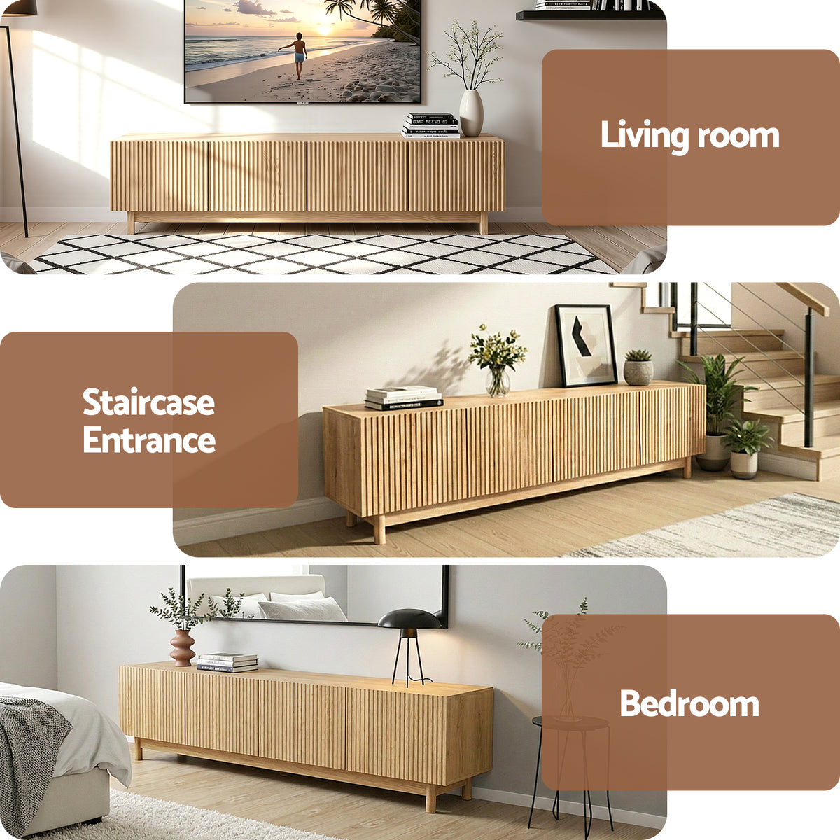 Artiss TV Unit Entertainment Unit Storage Cabinet 180cm Pine