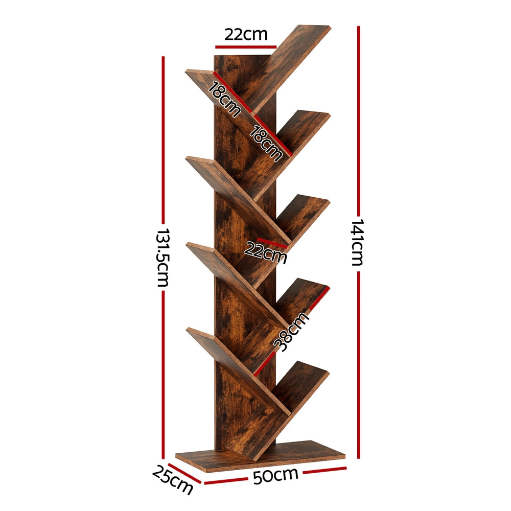 Artiss Tree Bookshelf 9 Tiers Walnut