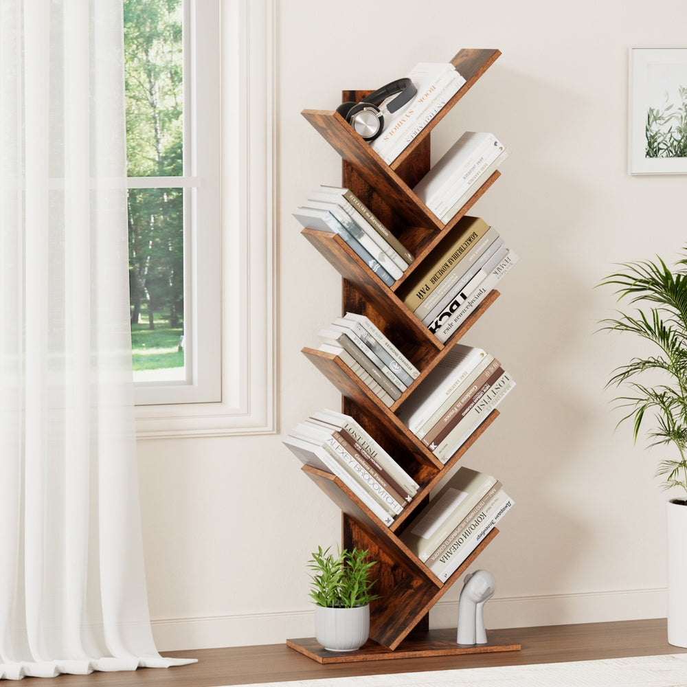 Artiss Tree Bookshelf 9 Tiers Walnut