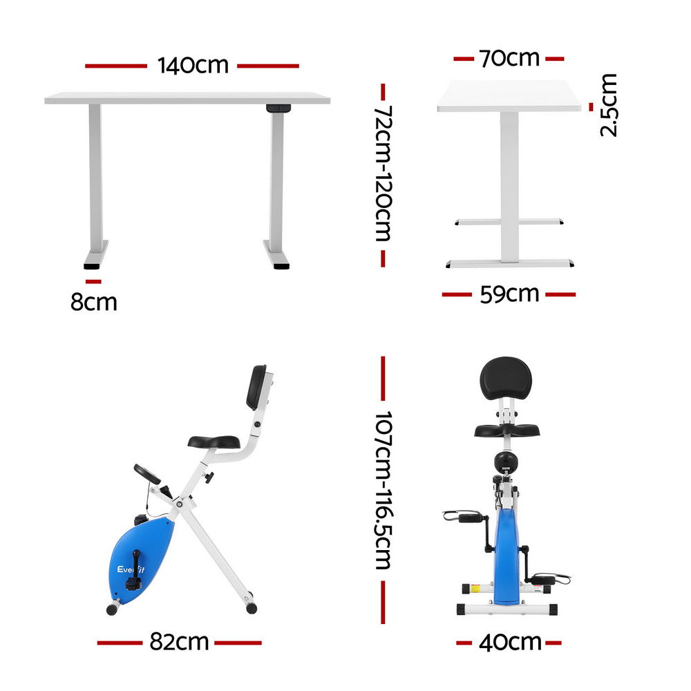 Artiss Under Desk Exercise Bike with 140cm Automatic Standing Desk Magnetic Resistance White