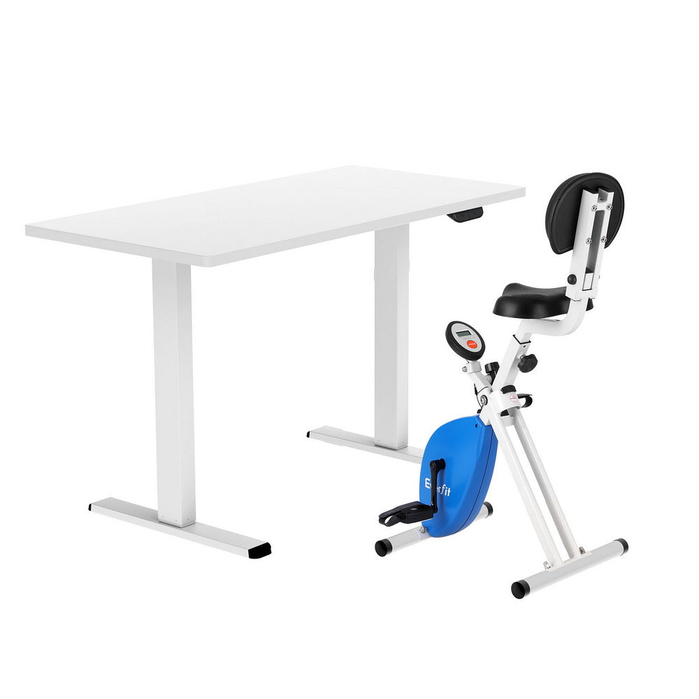 Artiss Under Desk Exercise Bike with 140cm Automatic Standing Desk Magnetic Resistance White