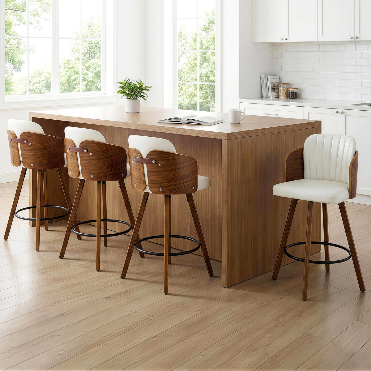 Artiss Wooden Bar Stools Swivel Kitchen Counter Stool Chair 58cm Seat Height