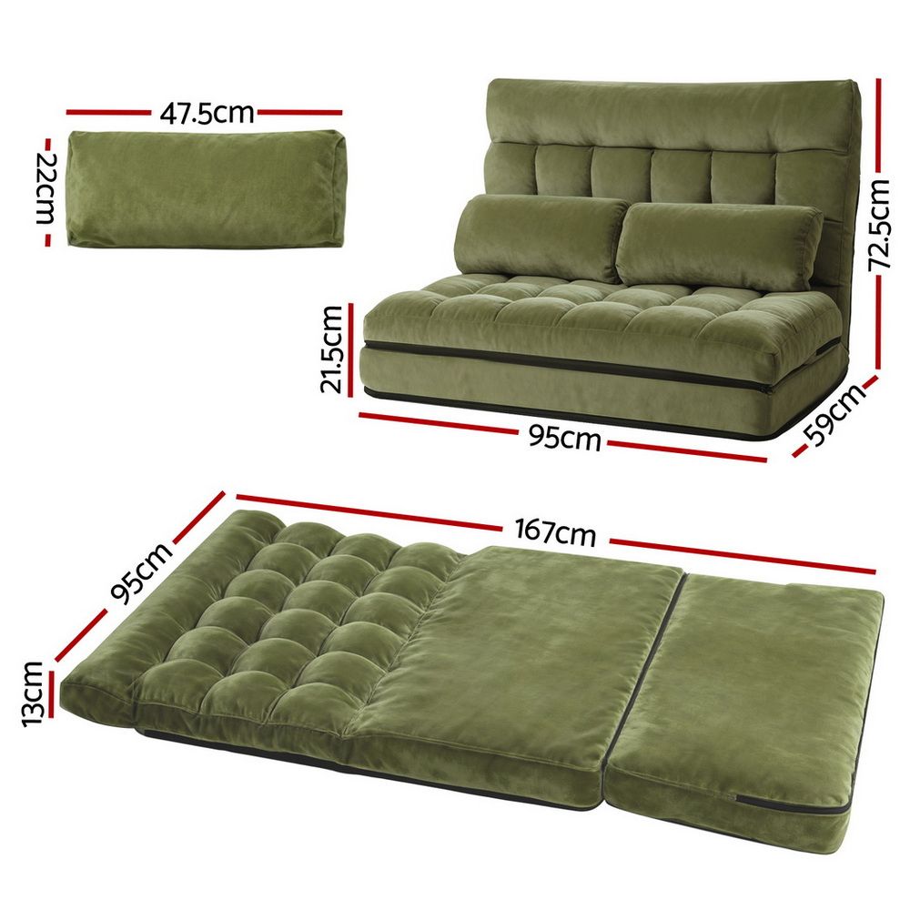 ArtissLounge Sofa Bed 2 seater Green Fabric