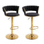 Artiss 2x Bar Stools Gas Lift Adjustable Velvet Woven Backrest Vivien Black