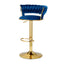 Artiss Bar Stools Gas Lift Velvet Woven Backrest Navy