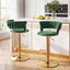 Artiss 2x Bar Stools Gas Lift Adjustable Velvet Woven Backrest Vivien Green