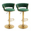 Artiss 2x Bar Stools Gas Lift Adjustable Velvet Woven Backrest Vivien Green