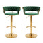 Artiss 2x Bar Stools Gas Lift Adjustable Velvet Woven Backrest Vivien Green