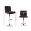 Artiss 2x Bar Stools Leather Gas Lift Brown