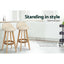 Artiss 4x Bar Stools Padded Leather Wooden Beige