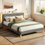 Artiss Queen Bed Frame Upholstered Adjustable Headboard Mood Lighting Heavy Duty Grey Velvet