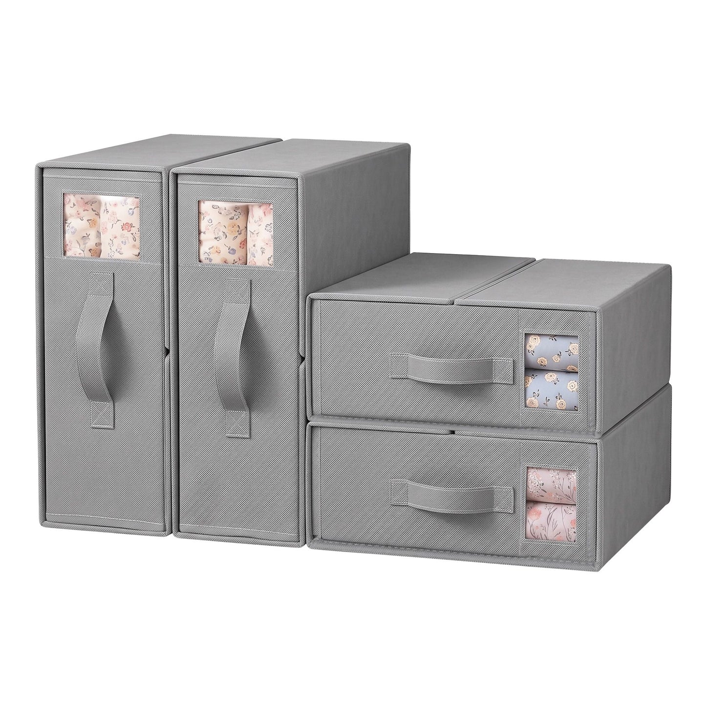 Artiss Bed Sheet Organisers Box Set 4Pcs Storage King Size Bedding Foldable Grey