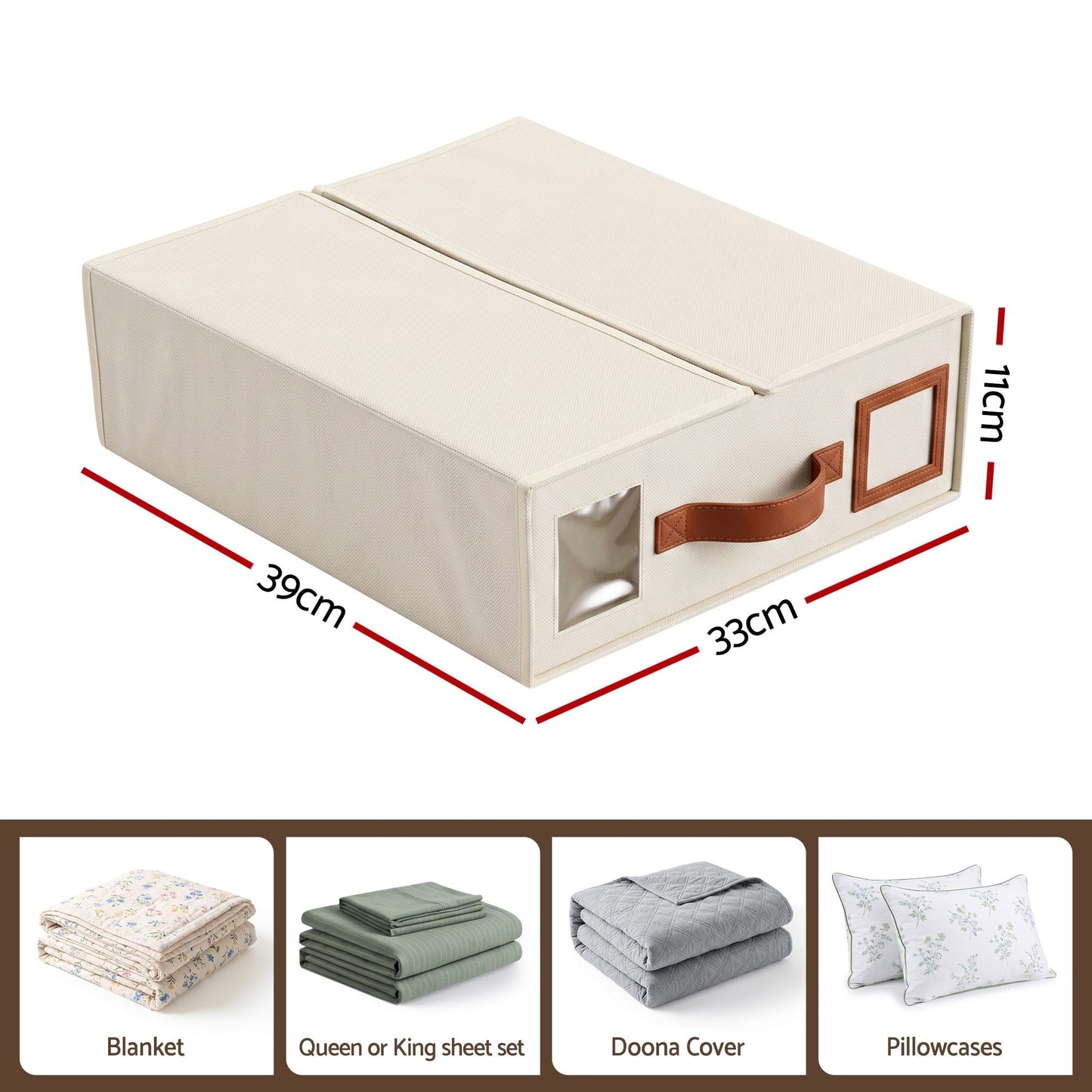 Artiss Bed Sheet Organisers Box 4Pcs Storage King Size Bedding Foldable Beige