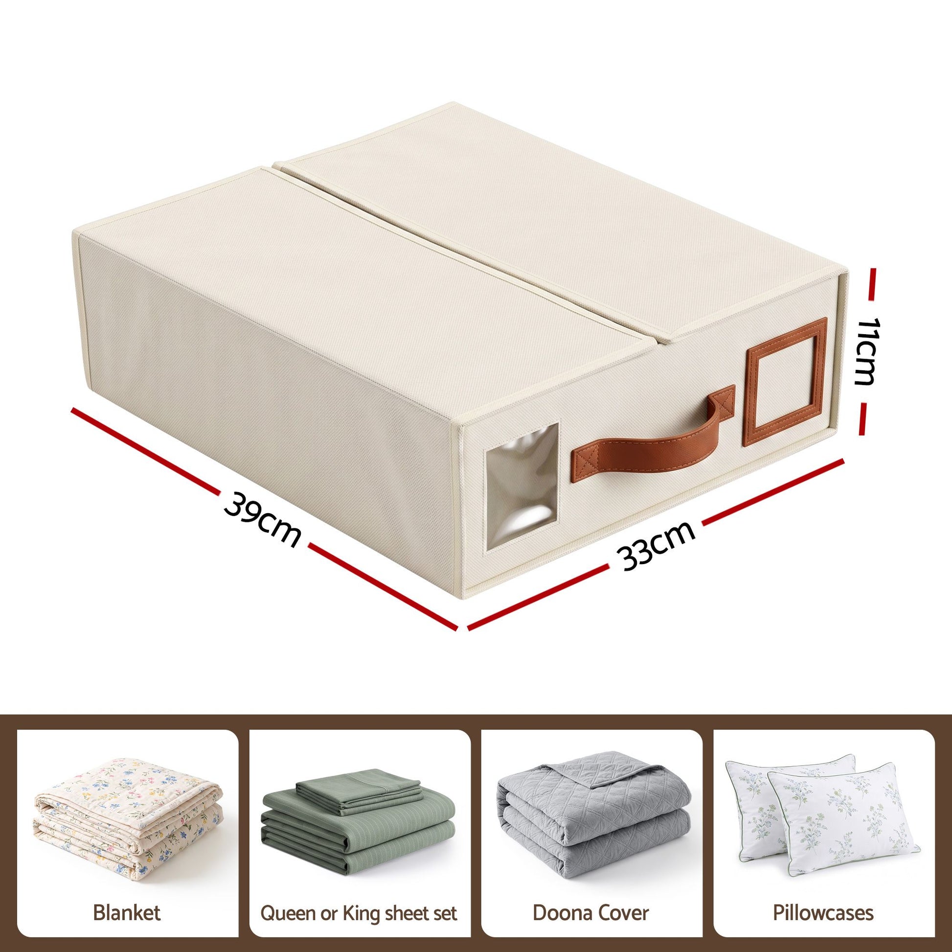 Artiss Bed Sheet Organisers Box 4Pcs Storage King Size Bedding Foldable Beige