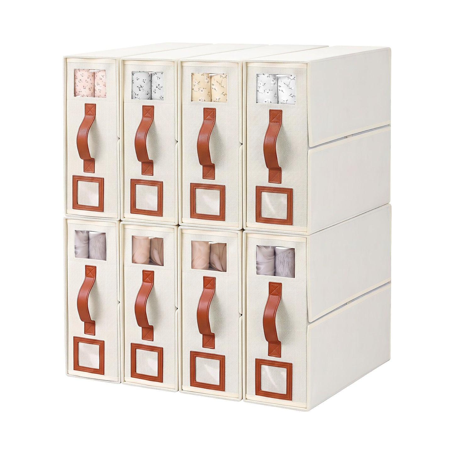 Artiss Bed Sheet Organisers Box 8Pcs Storage King Size Bedding Foldable Beige