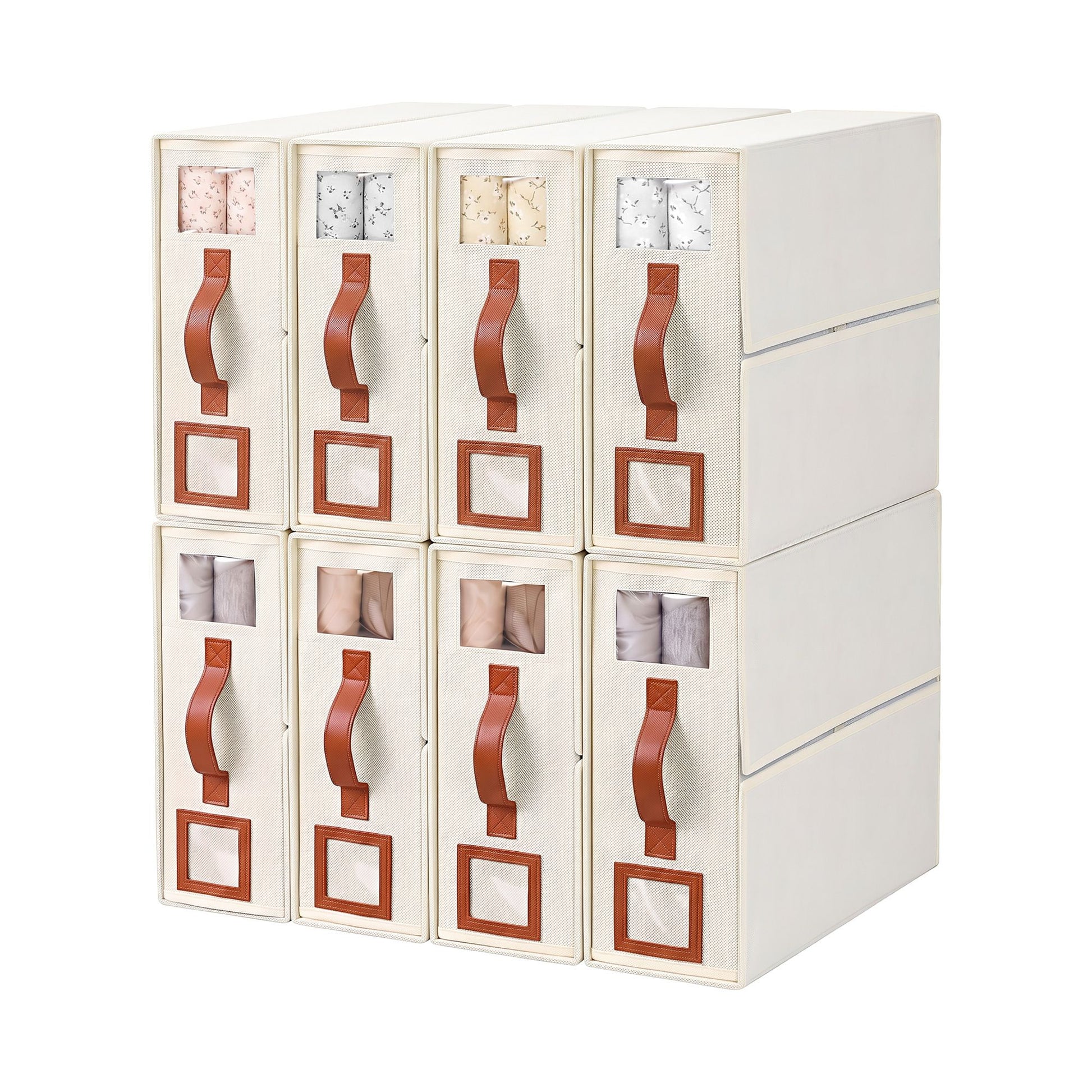 Artiss Bed Sheet Organisers Box 8Pcs Storage King Size Bedding Foldable Beige
