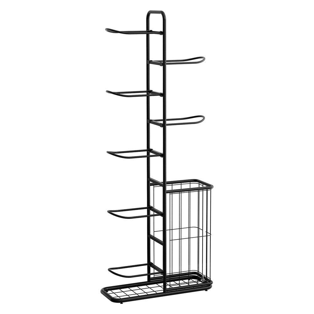 Everfit Ball Storage Rack Sports Equipment Organizer 7-Tier with Basket for Garage Gym Black