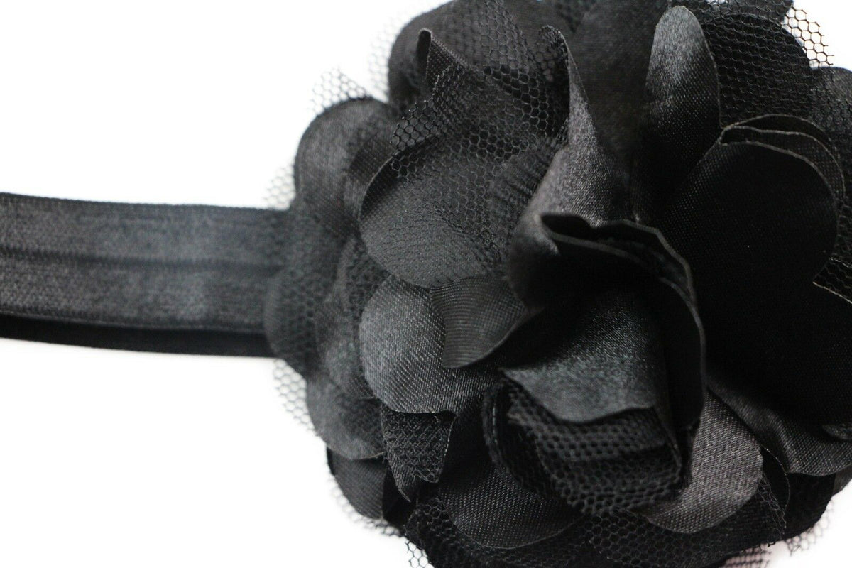 Baby Thin Headband Girl Newborn Toddler Hair Christening Party Flower Black