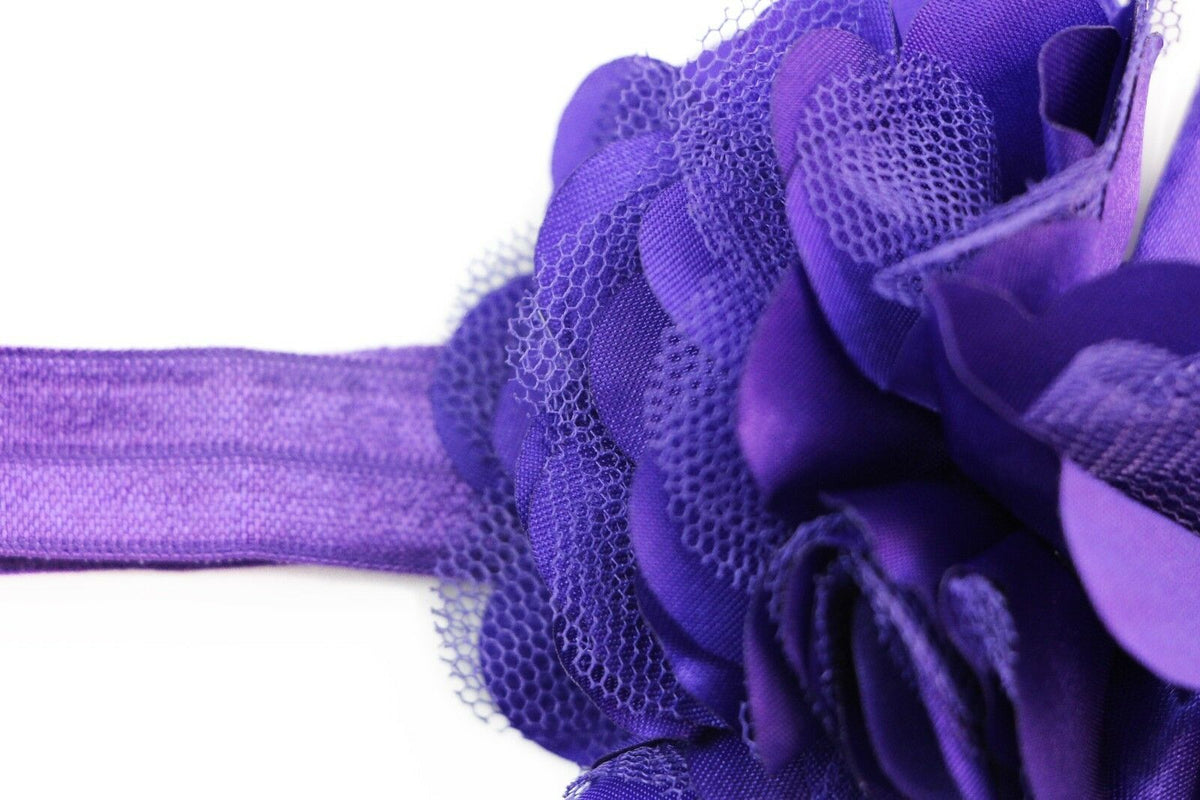 Baby Thin Headband Girl Newborn Toddler Hair Christening Party Flower Dark Purple