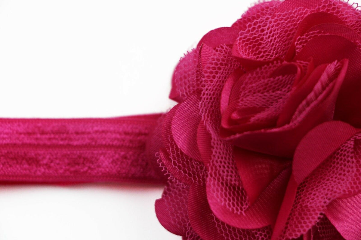 Baby Thin Headband Girl Newborn Toddler Hair Christening Party Flower Hot Pink