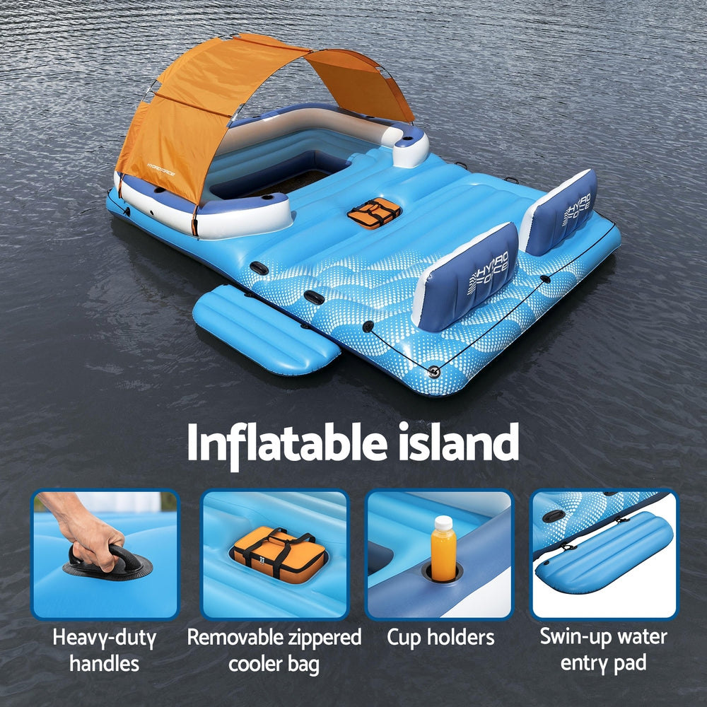 Bestway Pool Float Island Inflatable Lounge 6-person Raft Seat Canopy