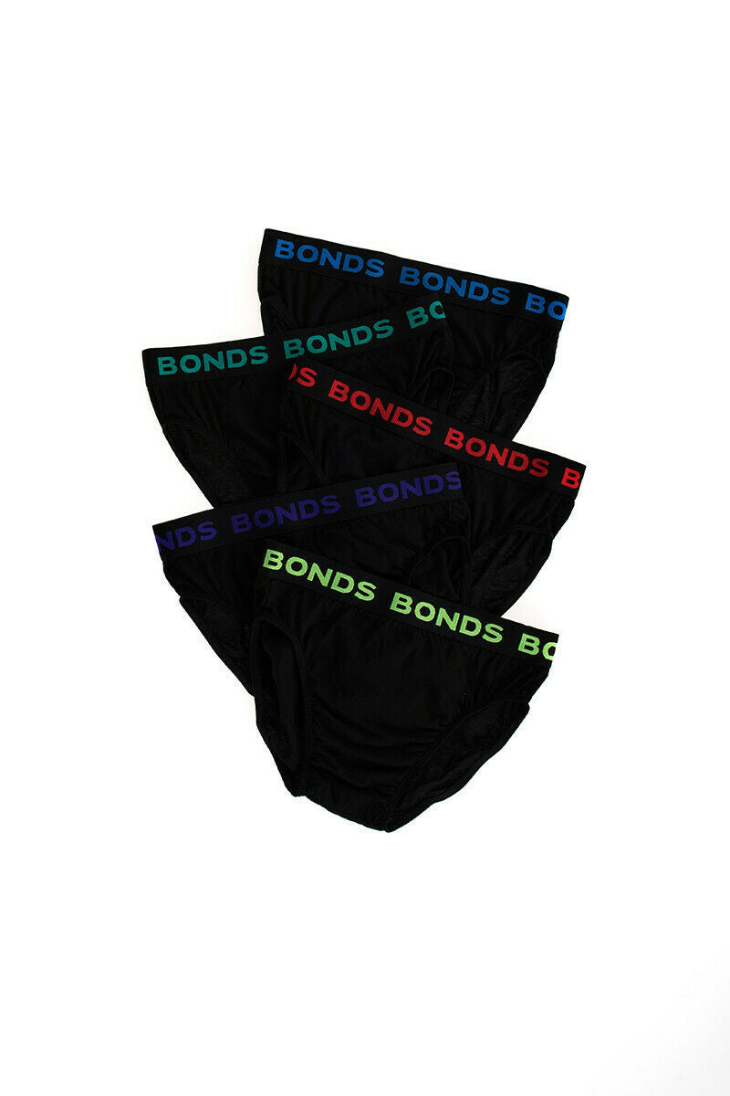 Bonds Mens 5 Pairs Hipster Cotton Underwear Mens Briefs Pairs Black S M L Xl Xxl