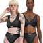 Bonds Retro Rib Seamless Tonal Deep V Black Proud Bra