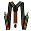 Boys Adjustable Black, Red & Lime Green Striped Patterned Suspenders
