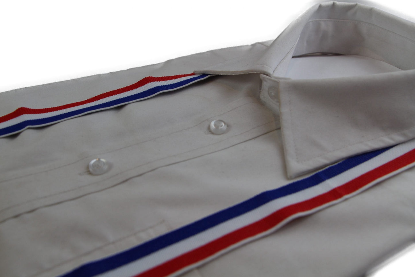 Boys Adjustable Blue, White & Red Striped Patterned Suspenders