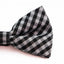 Boys Ivory, Black & Silver Tinsel Checkered Patterned Cotton Bow Tie