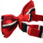 Boys Red With Black & White Stripes Patterned Bow Tie