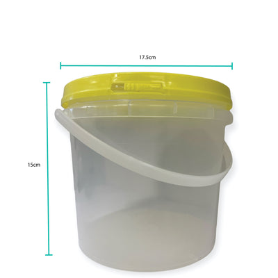 Bulk 10 x 2.2L Empty Honey Bucket with Lid - 3Kg Clear Tamper Proof Plastic Tub