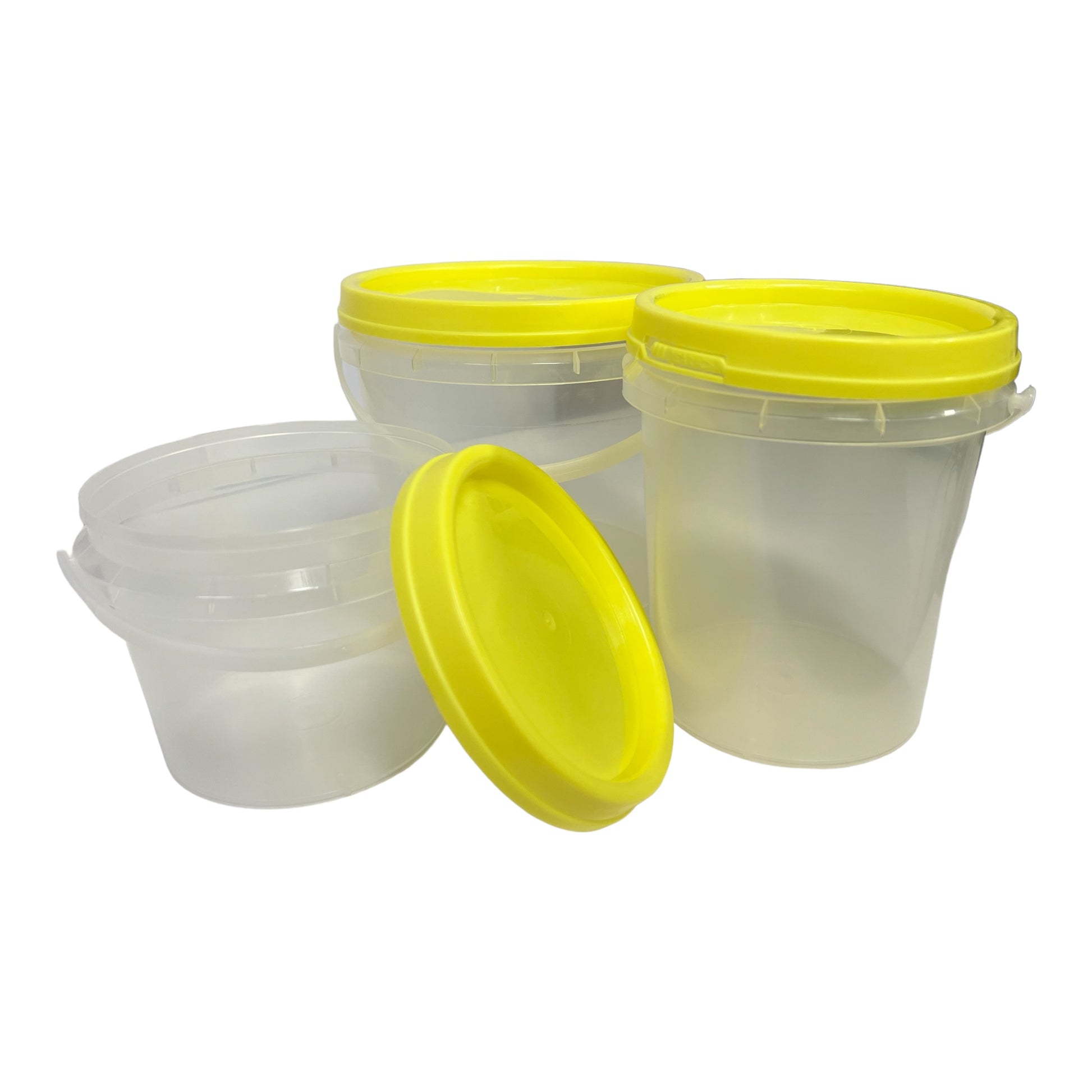 Bulk 10 x Empty Honey Buckets + Lids - 0.8L 1.2L 2.2L Clear Plastic Tub