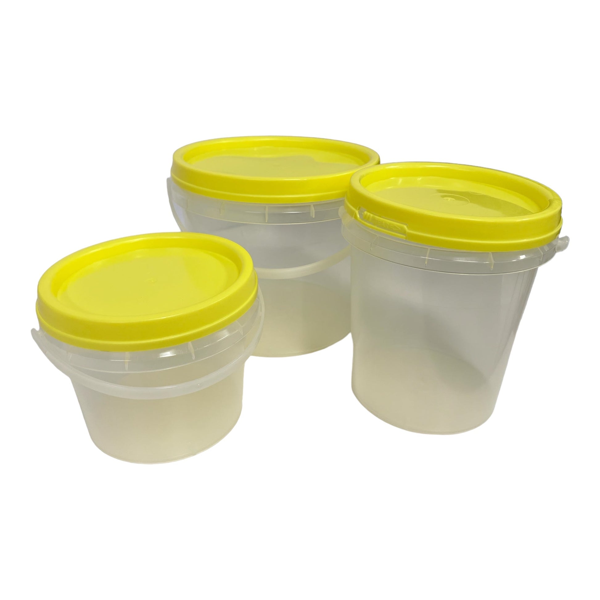 Bulk 100 x Empty Honey Buckets + Lids - 0.8L 1.2L 2.2L Clear Plastic Tub