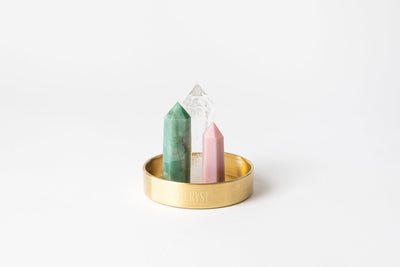 Calming + Healing Crystal Trio - Green Aventurine, Rose Quartz + Clear Quartz