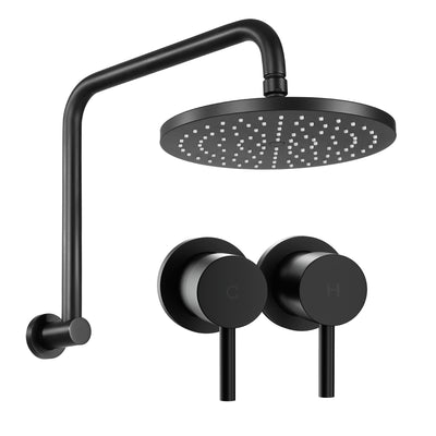 Cefito 9'' Rain Overhead Swivel Shower Head with Wall Twin Swivel Bathroom Tap