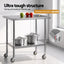 Cefito 914x762mm Stainless Steel Kitchen Bench w/ Splashback Work Table Prep Bench Commercial 430
