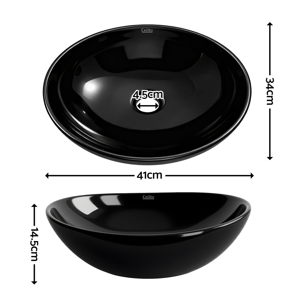 Cefito Bathroom Basin Ceramic Vanity Sink Hand Wash Bowl 41x34cm