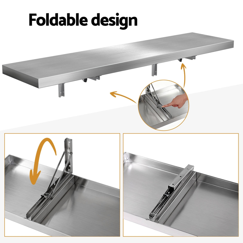 Cefito Commercial Stainless Steel Wall Shelf Kitchen Storage Rack 1200x300mm