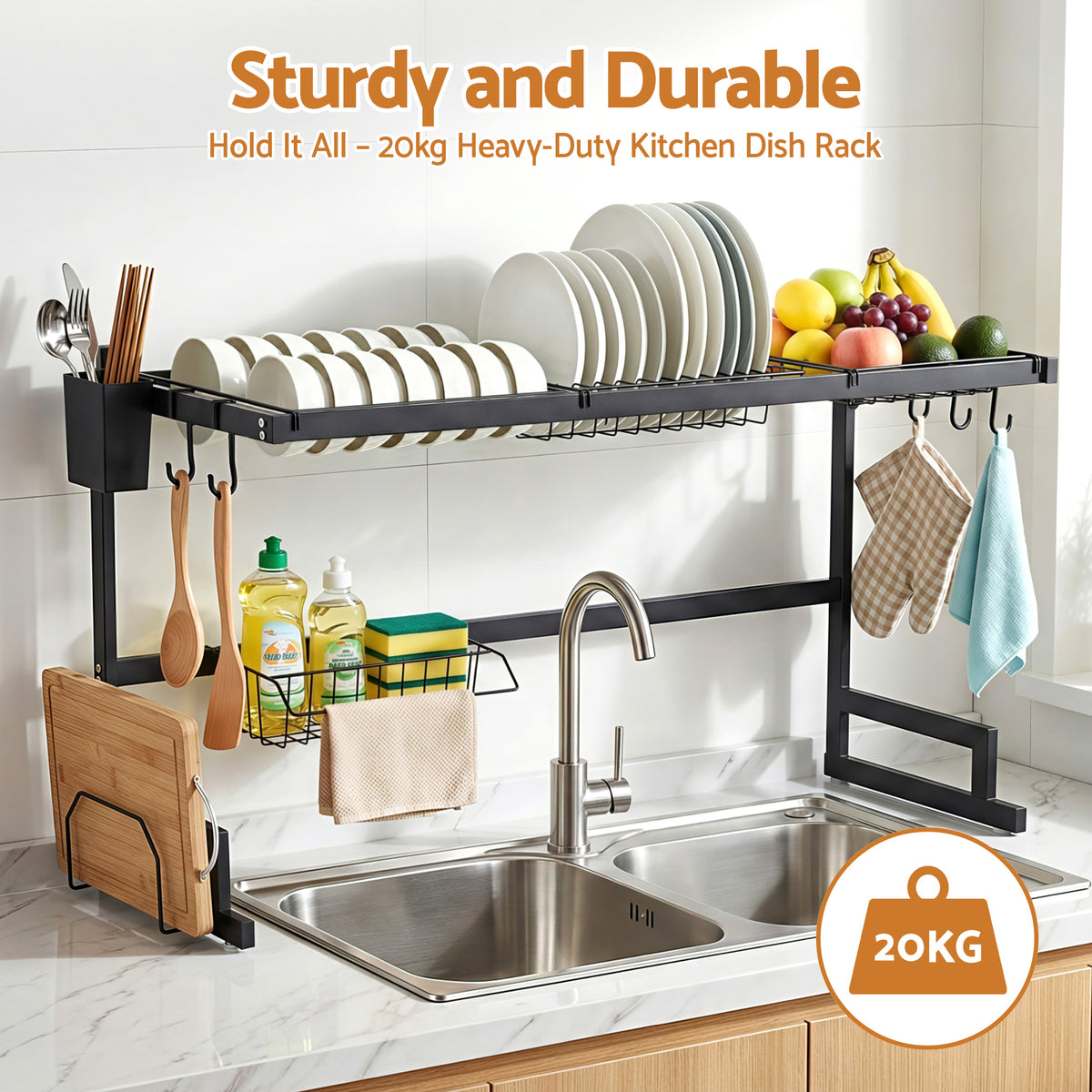 Cefito Dish Drying Rack for Kitchen Storage Organisation Kitchen Sink Organiser Dish Drainer